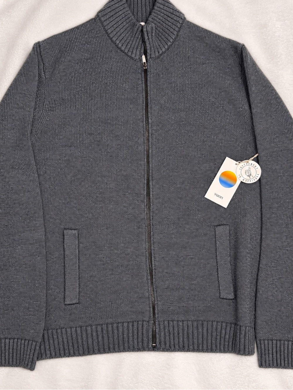 Vuori Men's Full-Zip Sweater Jacket in Charcoal Gray